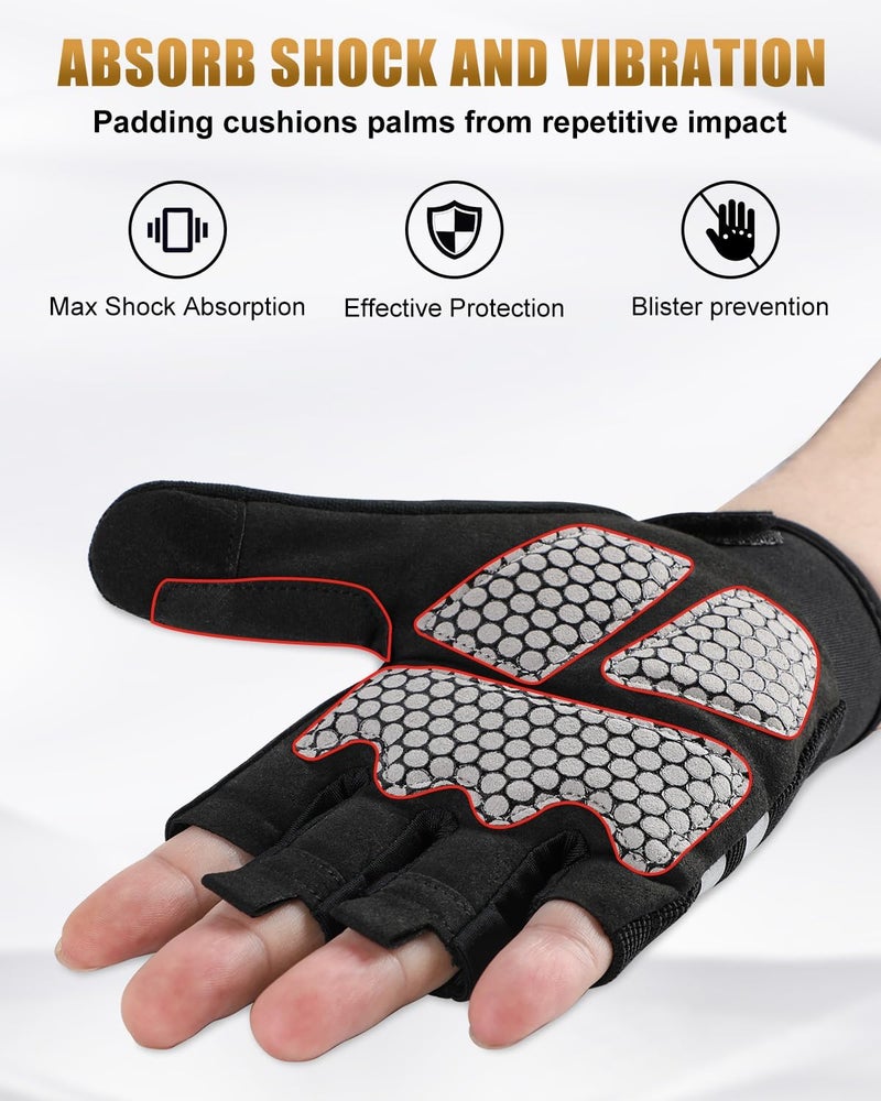 HZBEGX Wheelchair Gloves Half-Finger with Anti-Blister Padding & Shock Absorption for Men Women - Image 3